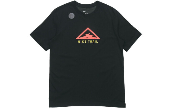 Nike Dri-FIT Trail 字母Logo印花跑步运动短袖T恤 男款 黑色 / Футболка Nike Dri-FIT Trail LogoT