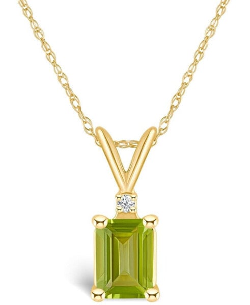 Macy's peridot (1-1/10 ct. t.w.) and Diamond Accent Pendant Necklace in 14K Yellow Gold or 14K White Gold