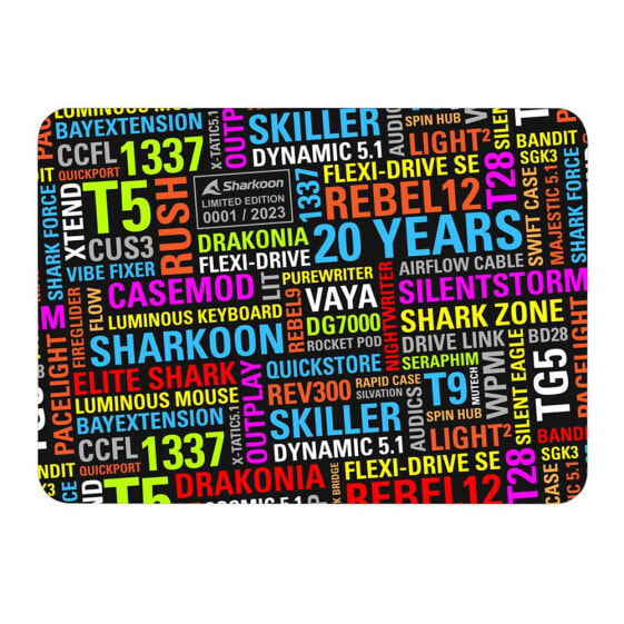 Sharkoon 20 Years Mouse Mat - Multicolour - Image - Rubber - Textile - Non-slip base - Gaming mouse pad