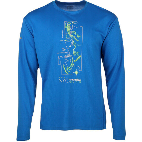 ASICS Marathon Map Crew Neck Long Sleeve T-Shirt Mens Size XXL Athletic Tops MR