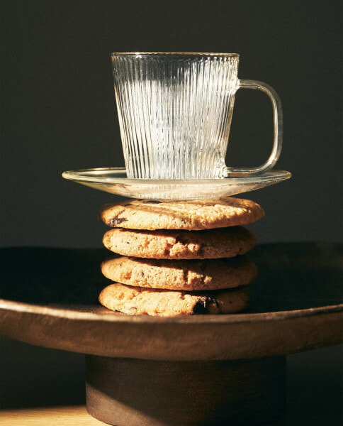 Borosilicate glass coffee cup and saucer