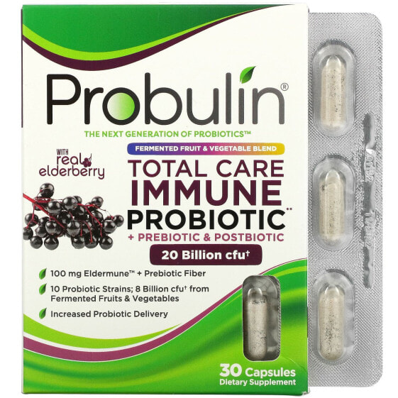 Пробиотик Total Care Immune с Пребиотиком и Постбиотиком от Probulin, 20 млрд КОЕ, 30 капсул.