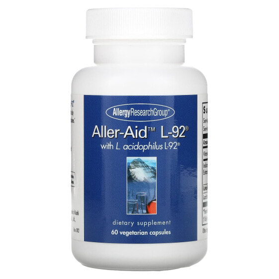 Пробиотики Aller-Aid L-92 с L. Acidophilus L-92, 60 вегетарианских капсул