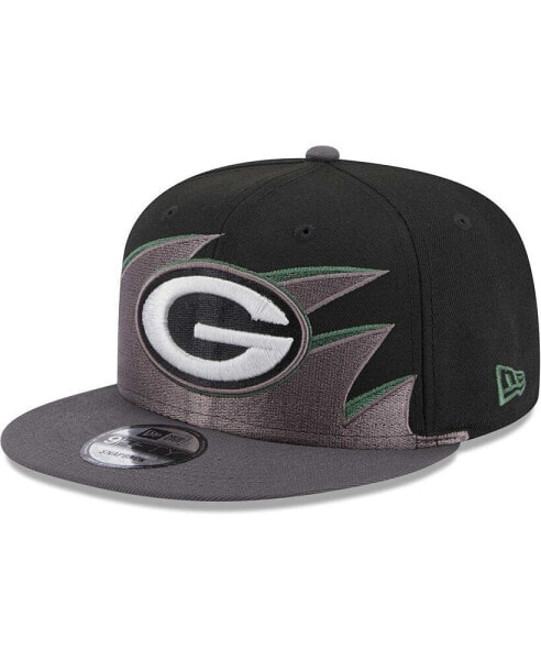 Men's Black Green Bay Packers Tidal Wave 9FIFTY Snapback Hat