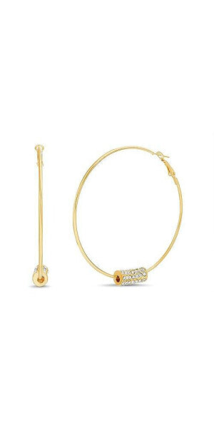 Gold-Tone Hoop Earring with Pave Bar