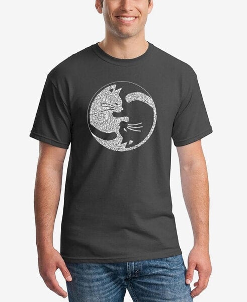 Men's Word Art Yin Yang Cat Short Sleeve T-shirt