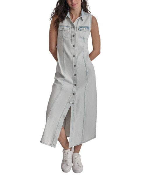 Women's Sleeveless Denim Maxi Dress