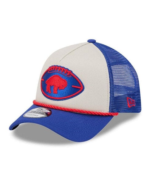 Men's Stone/Royal Buffalo Bills 2024 Sideline Historic 9FORTY A-Frame Trucker Adjustable Hat