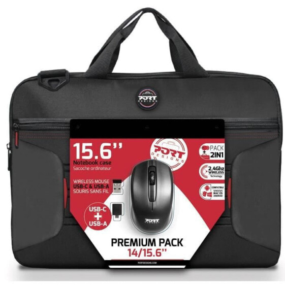PREMIUM PACK: Laptoptasche 15 + Drahtlose Maus + Dungle USB & Typ C Adapter