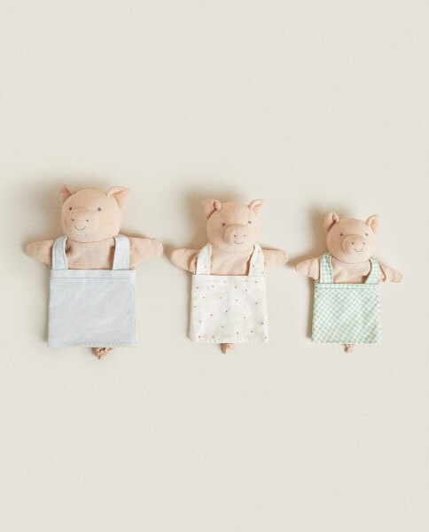 Children’s set of three little pig puppets