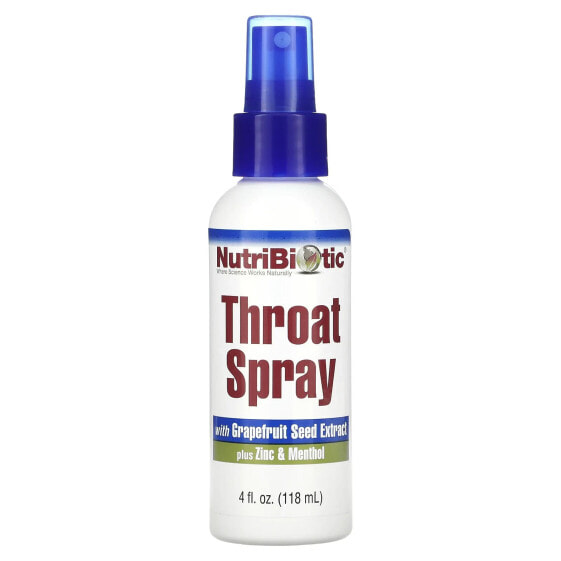 Throat Spray with Grapefruit Seed Extract plus Zinc & Menthol, 4 fl oz (118 ml)