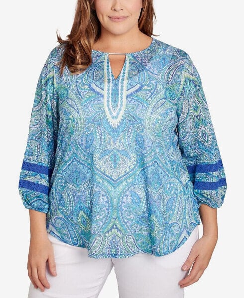 Plus Size Paisley Burnout Lace Top