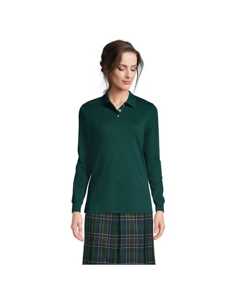 Women's School Uniform Long Sleeve Interlock Polo Shirt