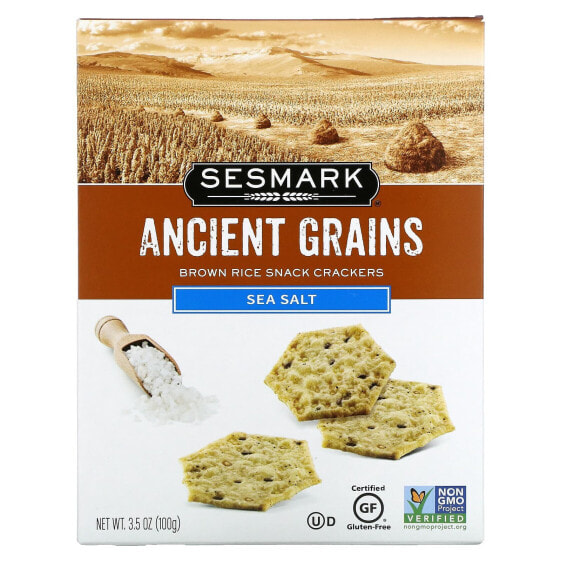 Ancient Grains, Brown Rice Snack Crackers, Sea Salt, 3.5 oz (100 g)