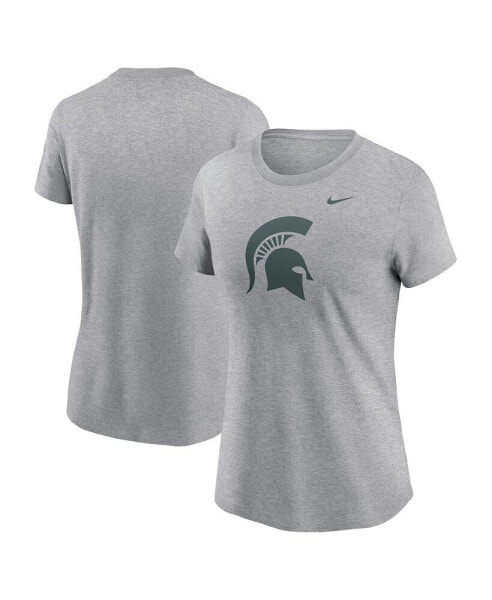 Women's Heather Gray Michigan State Spartans Primetime Evergreen Logo T-Shirt