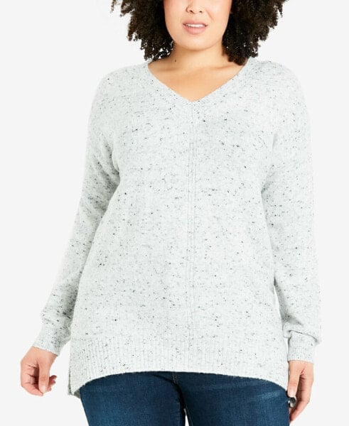 Plus Size Neppy V-neck Sweater
