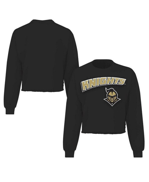 Women's Black UCF Knights Slouchy Cropped Long Sleeve T-Shirt