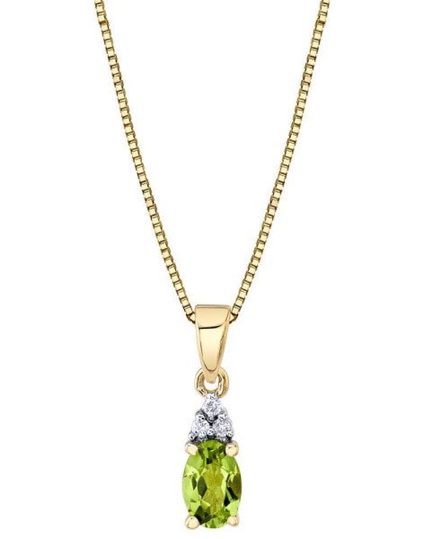 Macy's peridot (1/2 ct. t.w.) & Diamond (1/20 ct. t.w.) 18" Pendant Necklace in 14k Gold