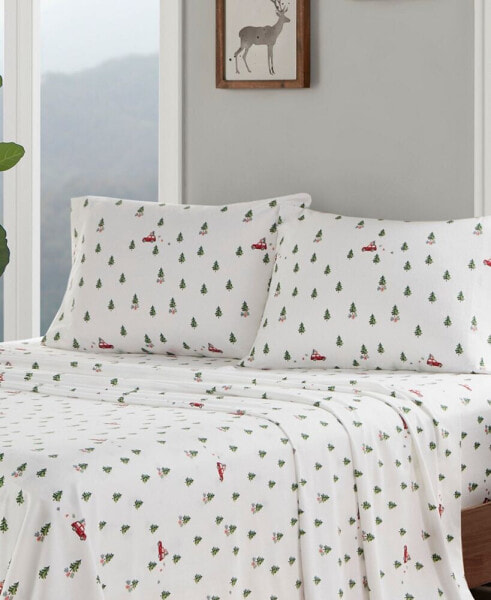 Printed Flannel 3-Pc. Sheet Set, Twin