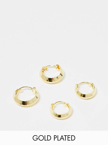 Kingsley Ryan Gold Plated 2 pack of hoop earrings in gold