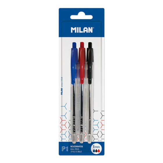 Ручки MILAN Blister Pack 3 P1 с прозрачным корпусом