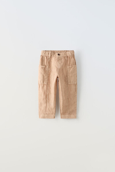 Льняные брюки с карманами ZARA