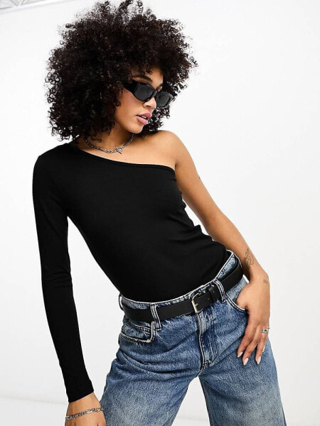 & Other Stories one shoulder top in black