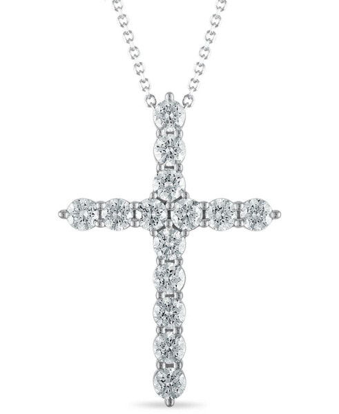 Macy's diamond 18" Cross Pendant Necklace (2 ct. t.w.) in 14k White Gold