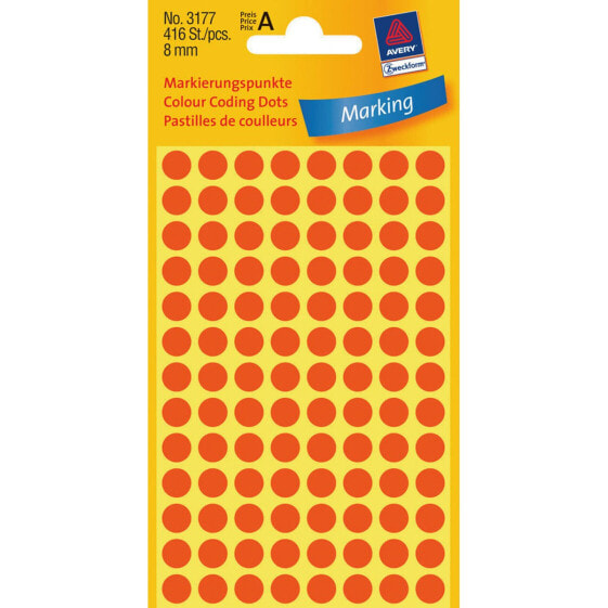 Avery Zweckform Avery Colour Coding Dots - Neon - Red - Circle - Paper - 8 mm - 416 pc(s) - 104 pc(s)