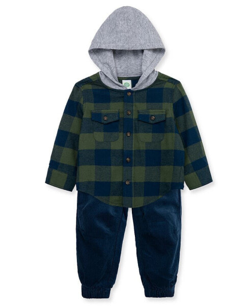 Baby Boys Check Woven Hoodie and Pant Set