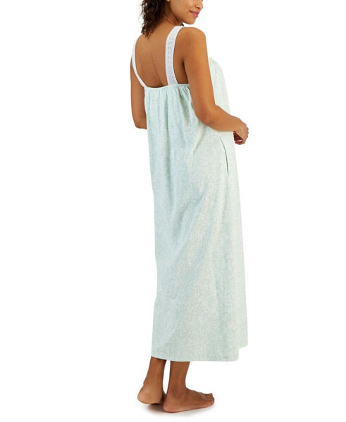Women's Cotton Floral Lace-Trim Nightgown, Created for Macy's