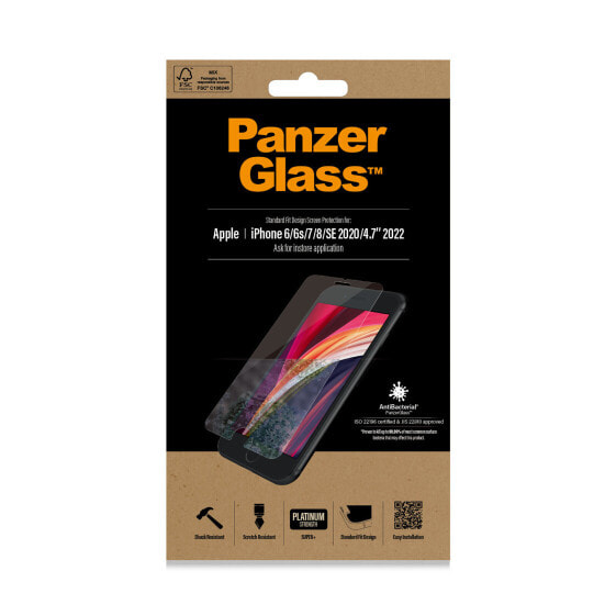 PanzerGlass ™ Screen Protector Apple iPhone 8 | 7 | 6s | 6 | SE (2020/2022) | Standard Fit - Apple - Apple - iPhone 6 - Apple - iPhone 6s - Apple - iPhone 7 - Apple - iPhone 8 - Apple - iPhone SE 2020,... - Dry application - Scratch resistant - Shock resistant - Anti