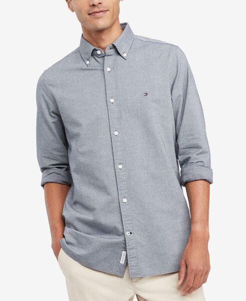 Men's Dot-Print Button-Down Oxford Shirt