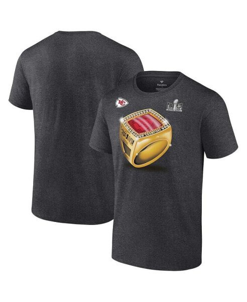 Men's Heather Charcoal Kansas City Chiefs Super Bowl LVIII Champions Ring Season T-shirt