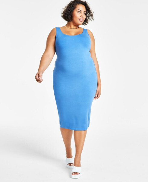 Trendy Plus Size Sleeveless Bodycon Midi Dress, Created for Macy's