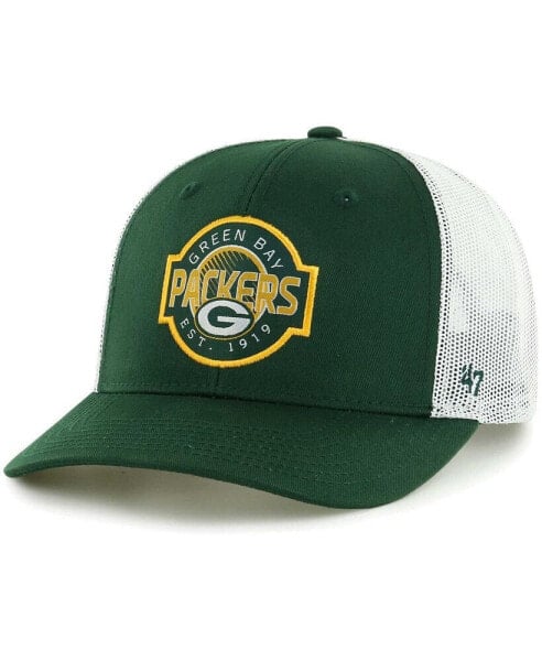 Big Boys and Girls Green, White Green Bay Packers Scramble Adjustable Trucker Hat