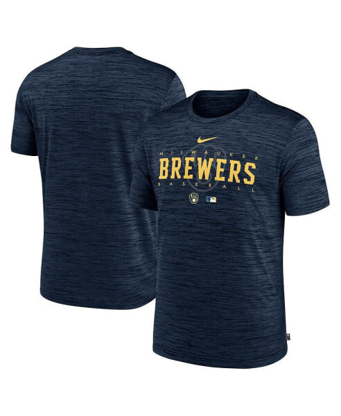 Men's Navy Milwaukee Brewers Authentic Collection Velocity Performance Practice T-shirt