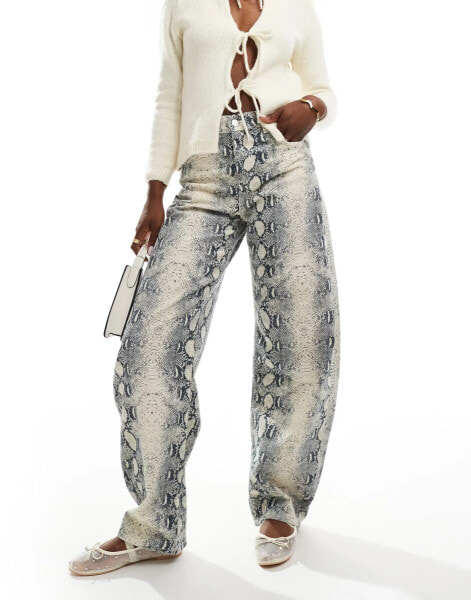 Bershka balloon jeans in snakeskin print