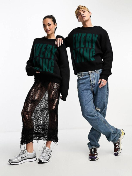 Weekday – Unisex Fabian – Unisex-Pullover in Schwarz mit Grafikprint, exklusiv bei ASOS