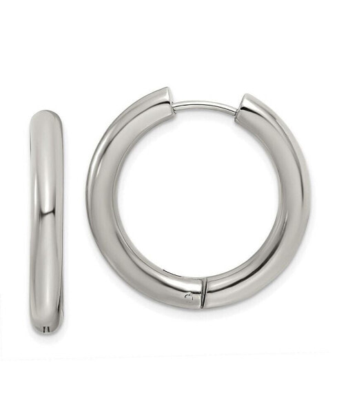 Stainless Steel Polished Hinged Hoop Earrings