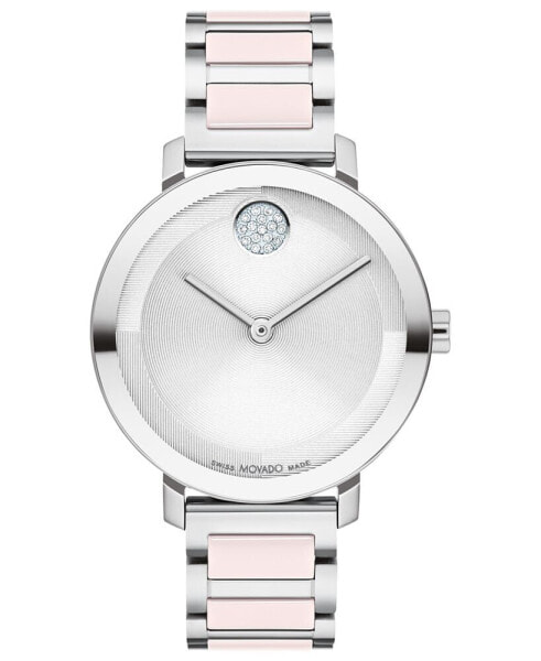 Women's Swiss Bold Evolution 2.0 Blush Ceramic & Stainless Steel Bracelet Watch 34mm