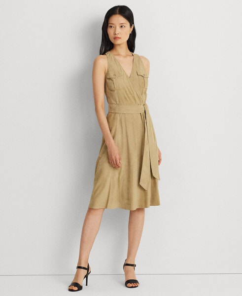 Women's Belted Suede Sleeveless Dress