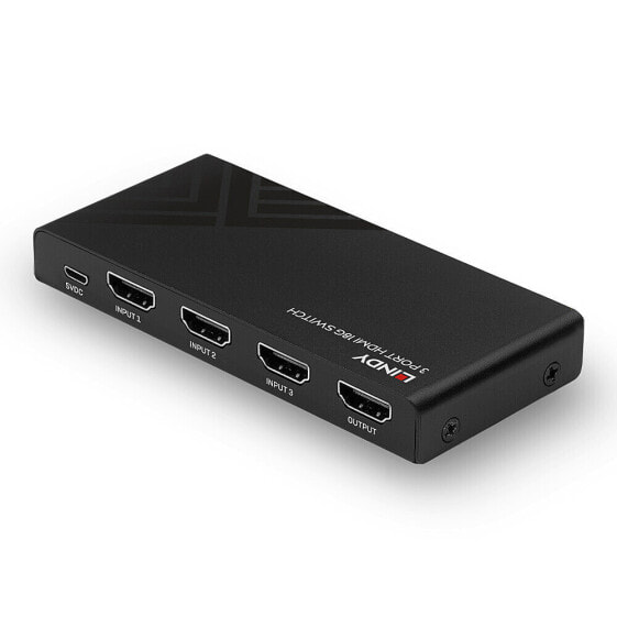 Lindy 3 Port HDMI 18G Switch - HDMI - Metal - Black - 18 Gbit/s - RF - 4K Ultra HD