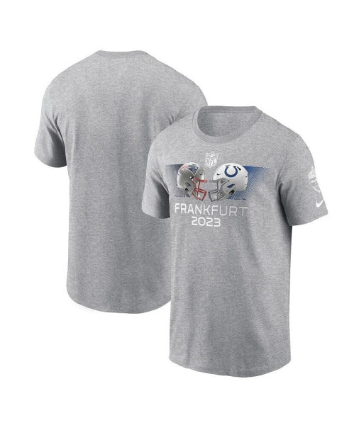 Men's Heather Gray New England Patriots Vs. Indianapolis Colts 2023 Frankfurt Game Essential T-shirt