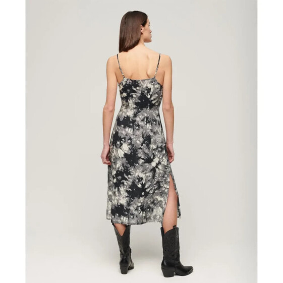 SUPERDRY Print Button Cami Sleeveless Midi Dress