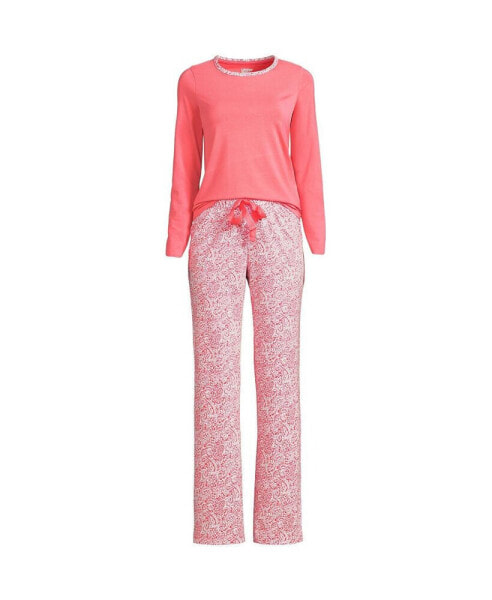 Women's Knit Pajama Set Long Sleeve T-Shirt and Pants