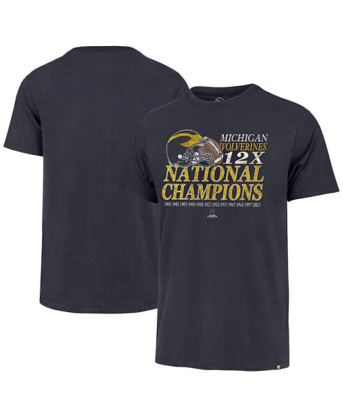 Men's Navy Distressed Michigan Wolverines 12-Time Football National Champions Franklin T-shirt