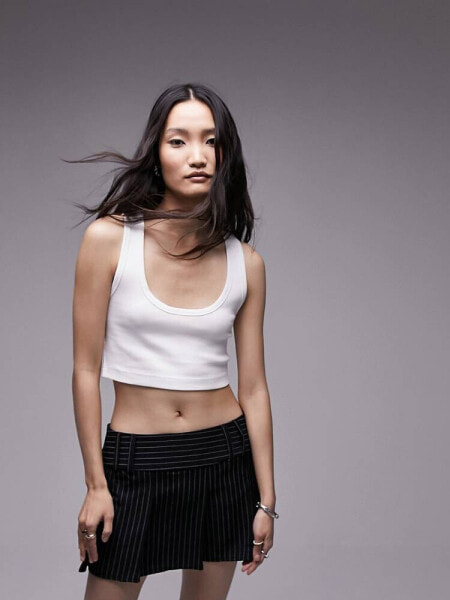 Topshop rib cropped top in white