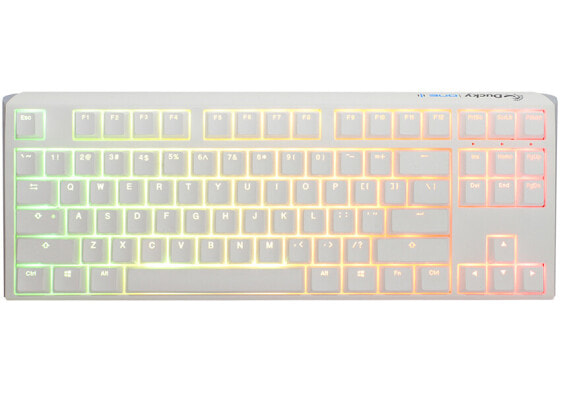 Ducky One 3 Classic Pure White TKL Gaming Tastatur RGB LED - MX-Clear - USB - Mechanical - RGB LED - White