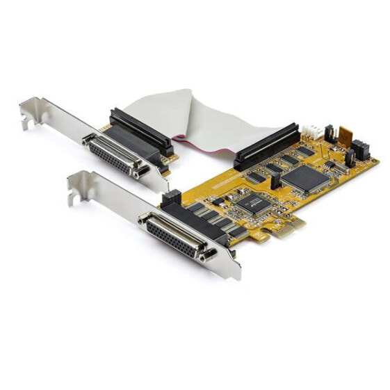 StarTech.com 8-Port PCI Express RS232 Serial Adapter Card - PCIe RS232 Serial Card - 16C1050 UART - Low Profile Serial DB9 Controller/Expansion Card - 15kV ESD Protection - Windows/Linux - PCIe - Serial - Full-height / Low-profile - RS-232 - Yellow - CE - FCC - TAA